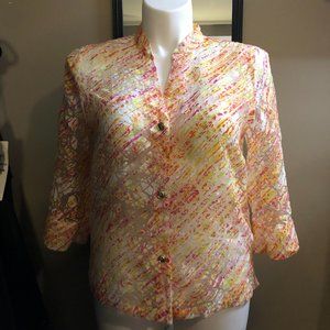 Sapphire Star Pink Yellow Floral Sheer Top 14